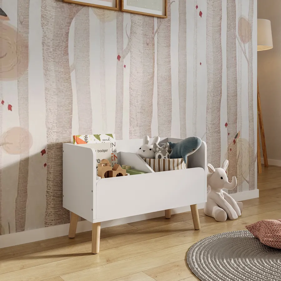 Labebe Scatola Portaoggetti 2 In 1 Per Bambini – Sgabello E Contenitore Giocattoli Impilabile In Legno Massello, 3 Colori Tenui