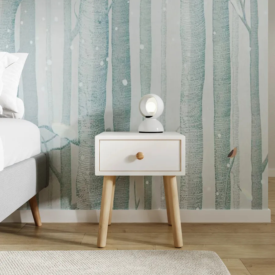 Relaxdays Comodino Stile Nordico 1003 – 2 Ripiani E Cassetto, 55x40x35 Cm – Bianco E Naturale, MDF E Bambù, Per Camera Da Letto - 2