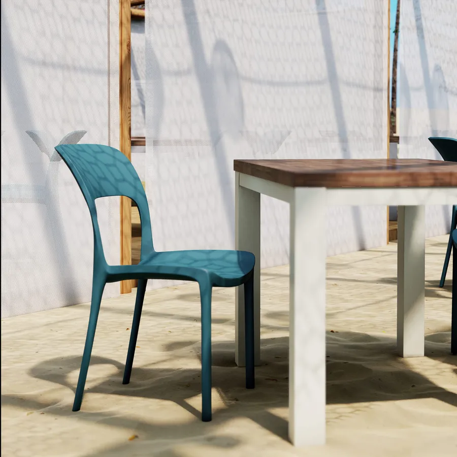 Set pranzo tavolo con piano in legno di acacia 115x70 cm e sedie