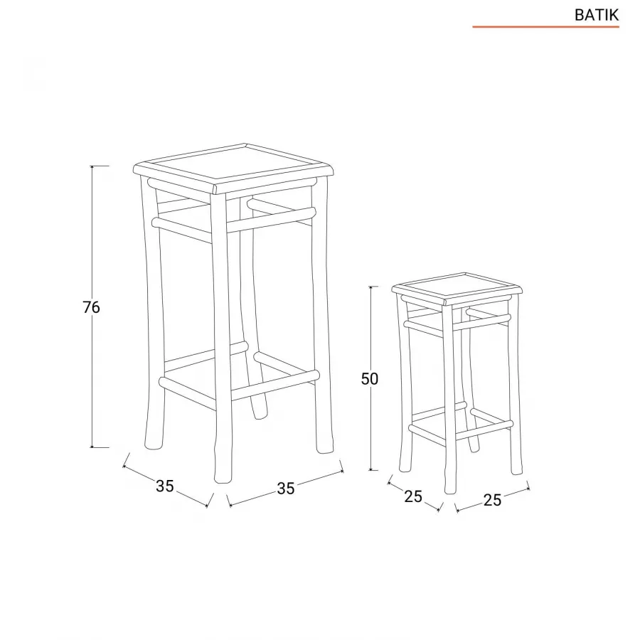 Set 2 sgabelli multiuso bagno in legno di bamboo - Batik