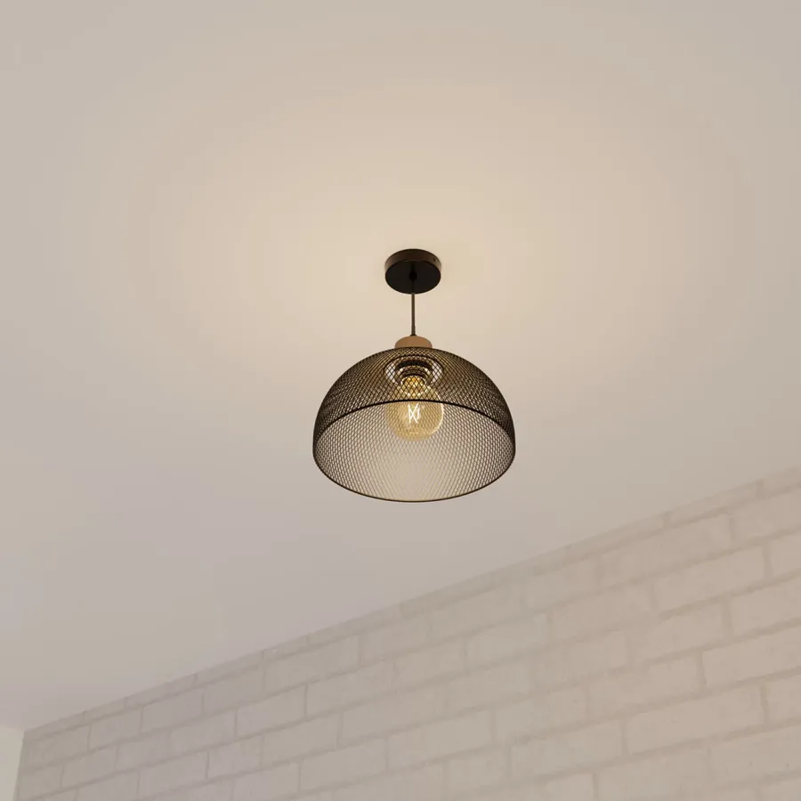 Libreria sospesa rotonda 80 cm in metallo nero e rovere chiaro - Kocen