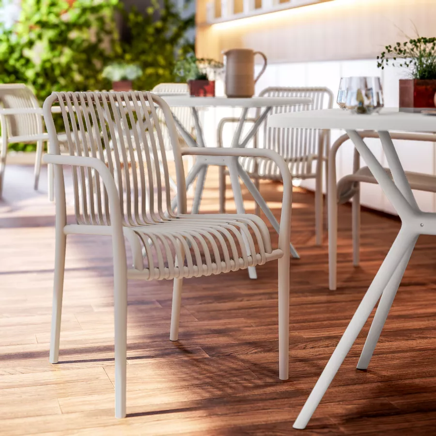 IKEA Sedia Impilabile ADDE, Plastica Bianca Con Struttura In Acciaio, Portata 100 Kg, Impilabile - 2