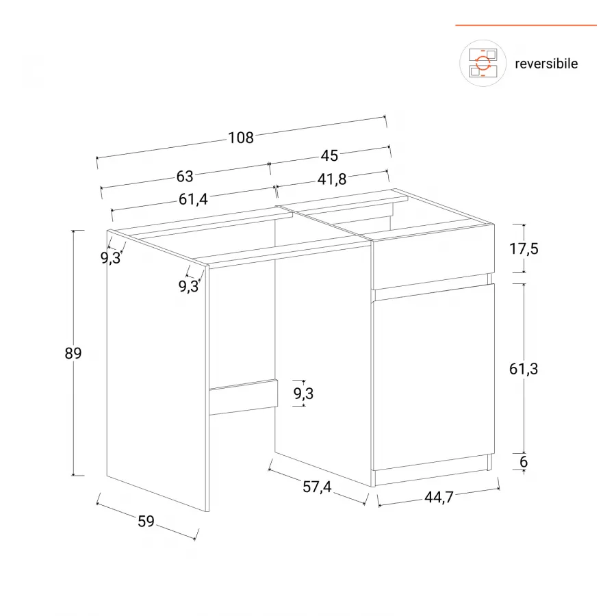 Mobile coprilavatrice 109x60 cm con anta bianco frassino e vasca con kit  scarico - Sytka