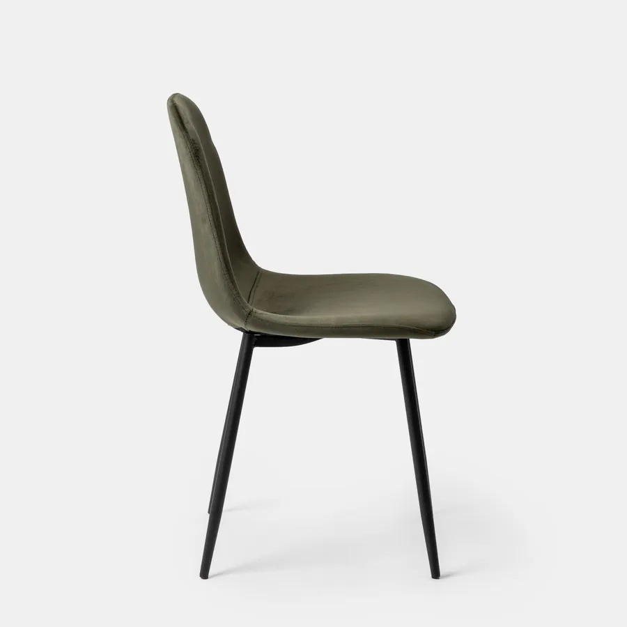 Set 4 Sedie Da Pranzo In Velluto Verde Con Gambe Metallo Nero - Imbottite, Carico 120 Kg - Foto 8