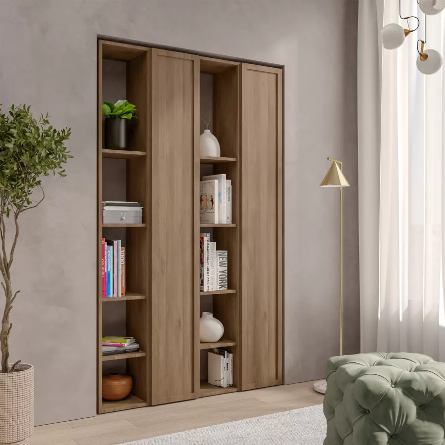 Parete attrezzata 340x30x195h cm in legno mercure e bronzo - Clary