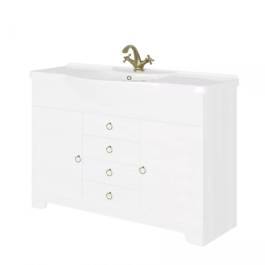 Mobile da bagno decapè beige con 2 cassetti e 1 anta - Bromelia