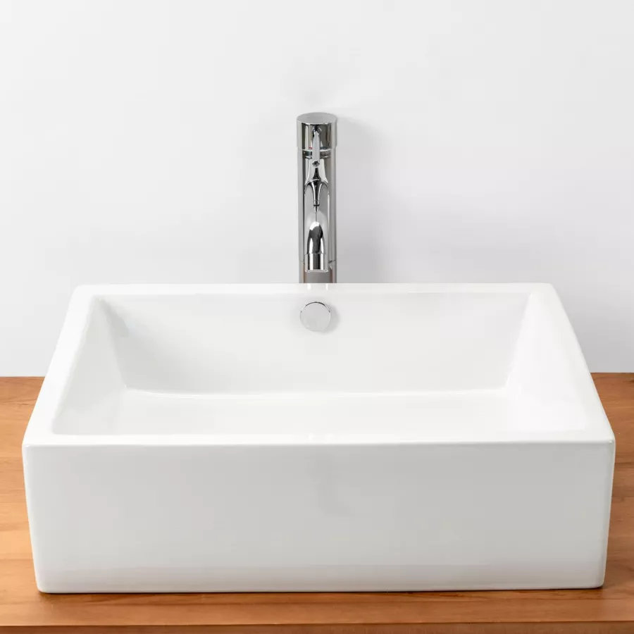 Lavabo Da Appoggio Ceramica Bianco Rettangolare Lavandino Lavello