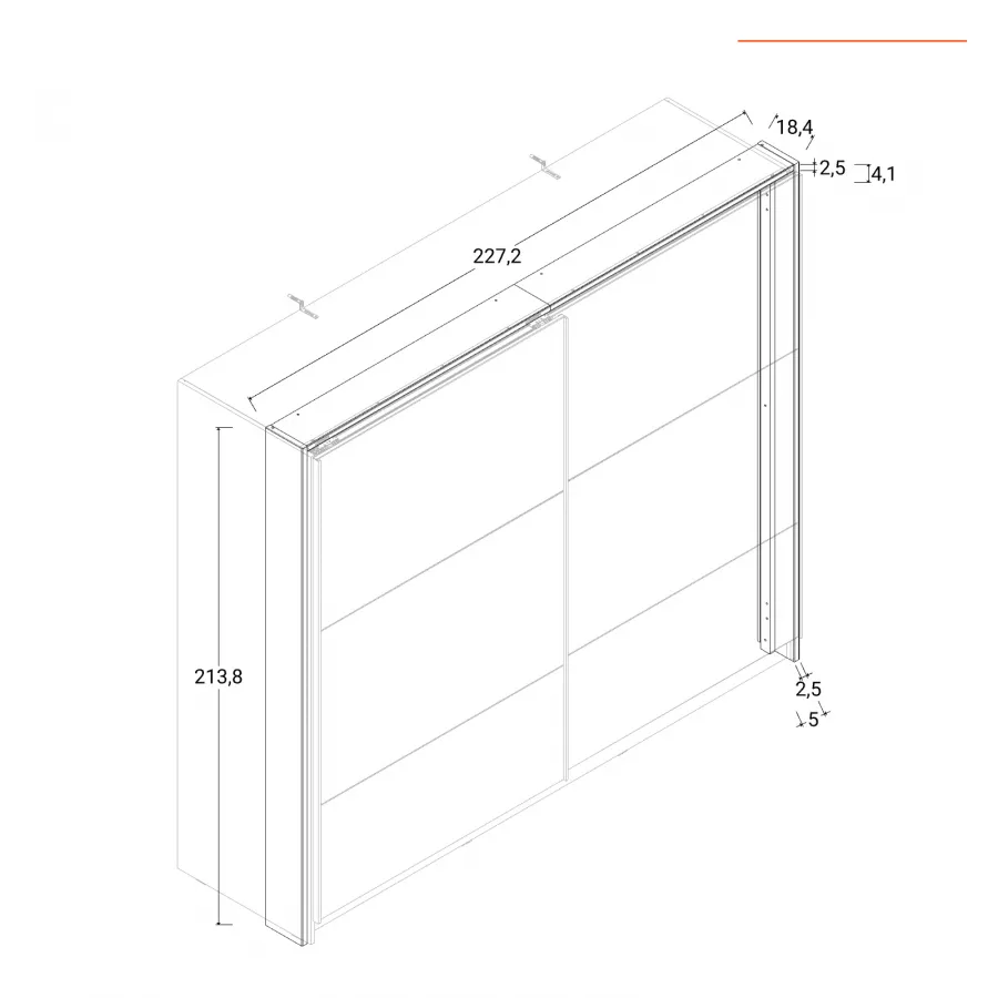 Armadio 217x210h cm con specchio e 2 ante scorrevoli in legno bianco - Rufus