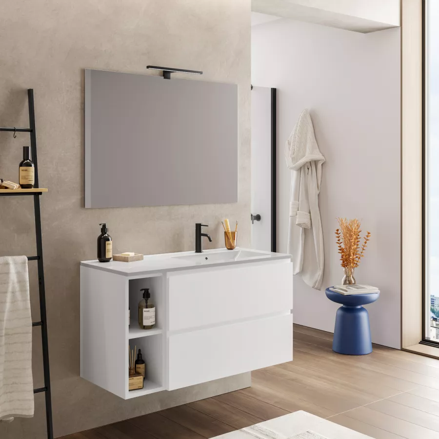 Mobile bagno sospeso portalavabo 100 cm con vano bianco wedding e specchio  - Verano