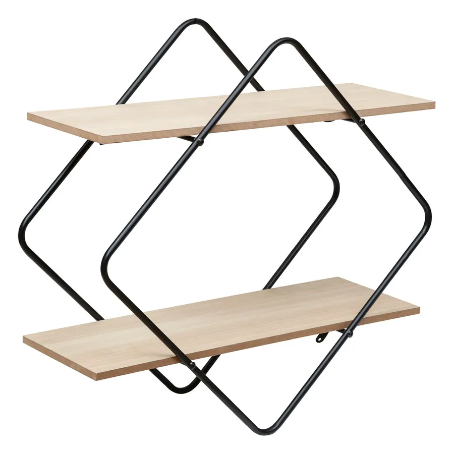 Mensola Sospesa AKKE 80x40 Cm – 3 Ripiani In Legno Nero, Montaggio Invisibile