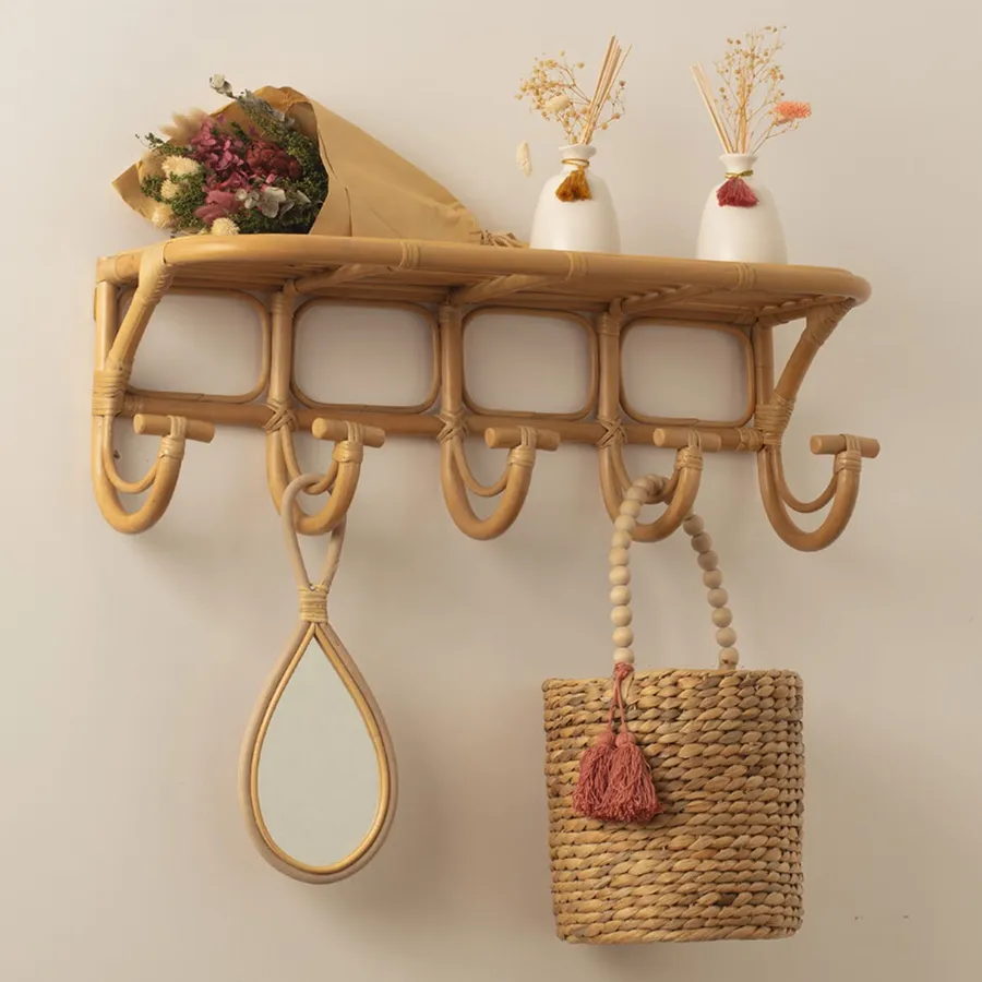 Appendiabiti da parete in metallo design BAMBINI decoro farfalle rosa con 4 GANCI in porcellana