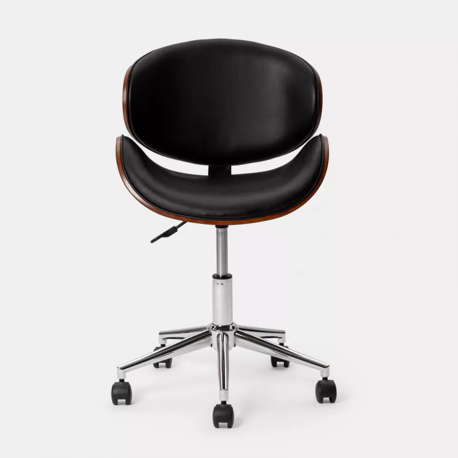 CLP Sedia Da Ufficio Sammy Girevole - Rivestimento In Similpelle Nera, Struttura In Legno Curvato E Metallo, Altezza Regolabile 45-57 Cm, Portata 120 Kg, Design Moderno - 4