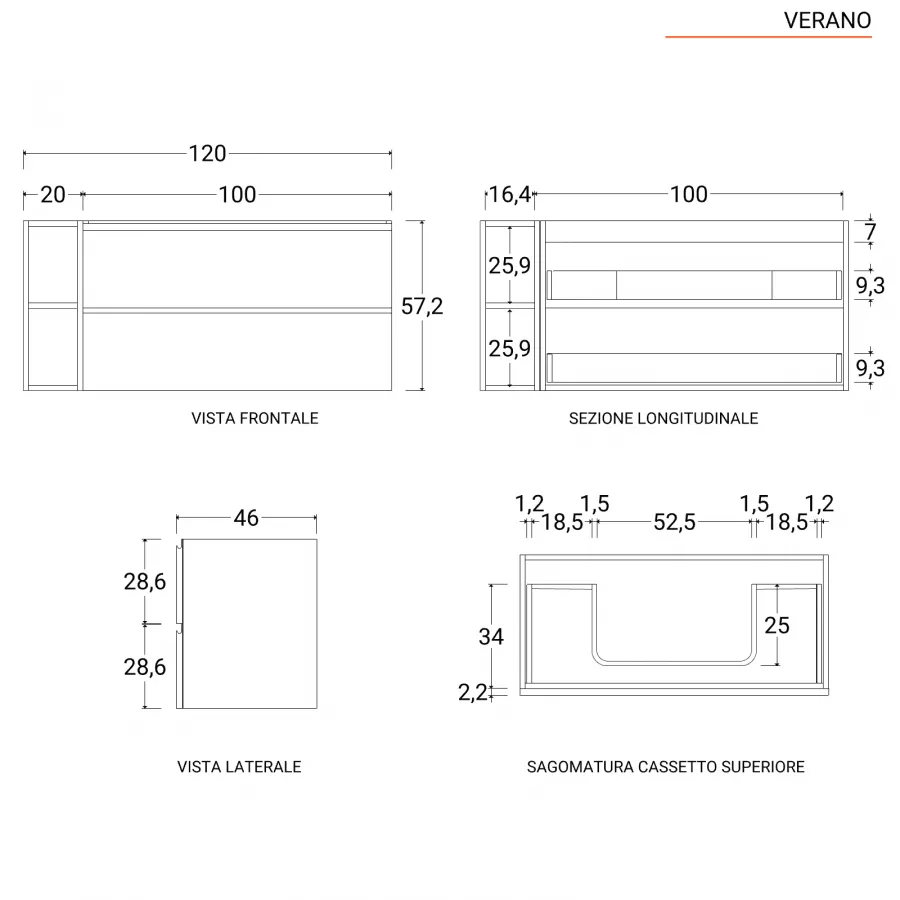 Mobile bagno sospeso portalavabo 100 cm con vano bianco wedding e specchio  - Verano