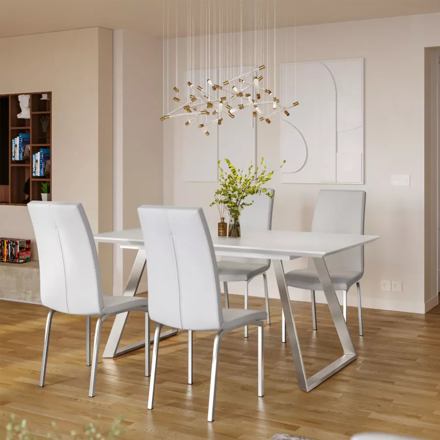Tavolo da cucina allungabile piano grès porcellanato SPELLO160 Bianco