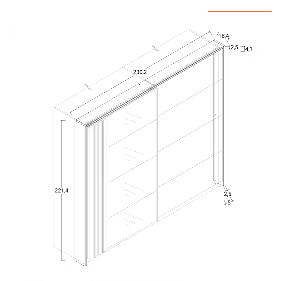 Cornice per armadio Gilde L 220 legno savana e bianco con set illuminazione  LED