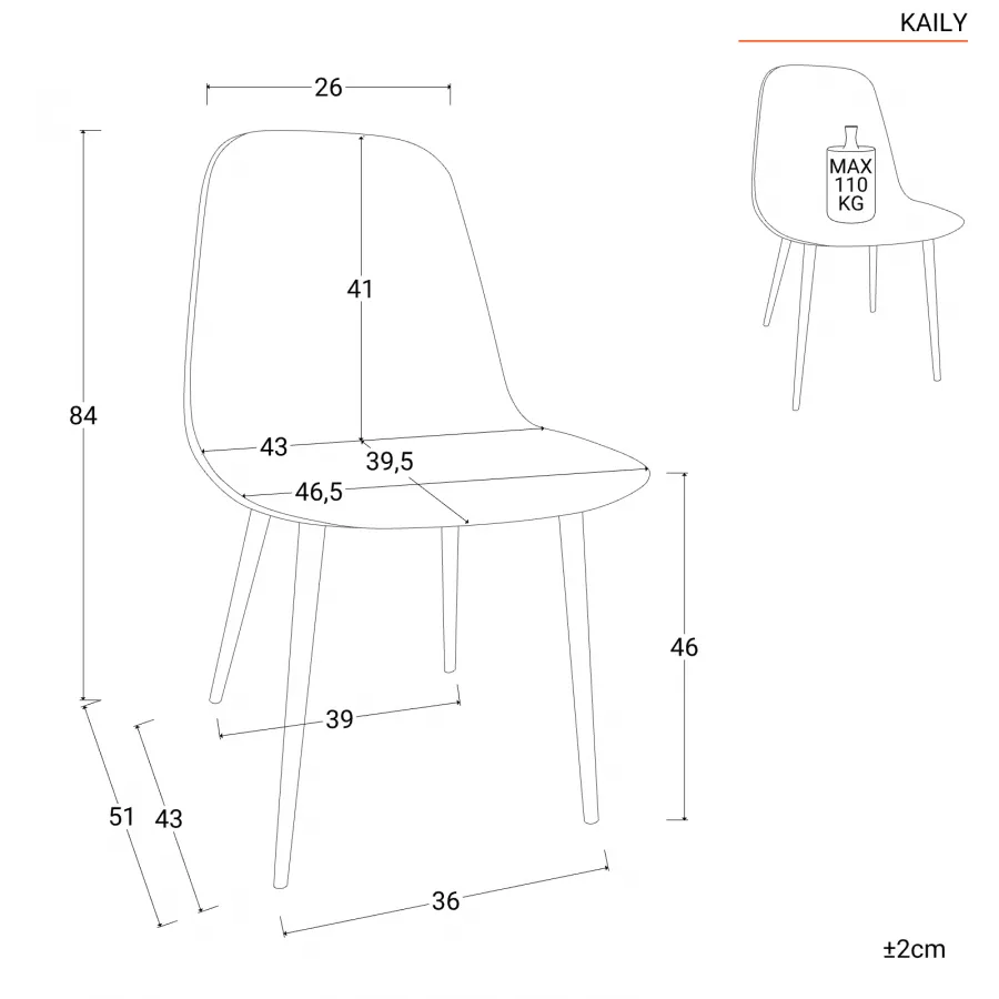 Set 6 sedie in polipropilene beige con gambe effetto legno - Kaily