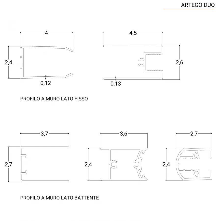 Box doccia 80X100 cm lato fisso specchiato con battente e profilo nero 200h  - Artego duo