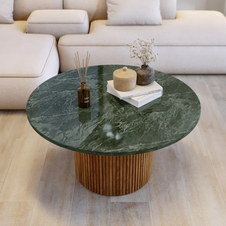 Tavolino Rotondo Da Divano [en.casa] – Diametro 40 Cm, Altezza 46 Cm, MDF E Metallo, Verde Menta, Per Soggiorno E Camera