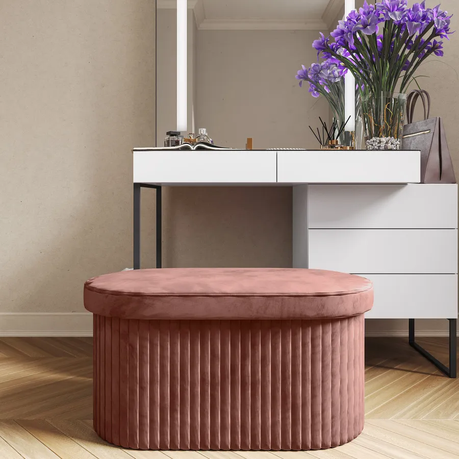 Divanetto In Velluto Panca Contenitore Pouf PortaOggetti Panca Sgabell - Foto 13