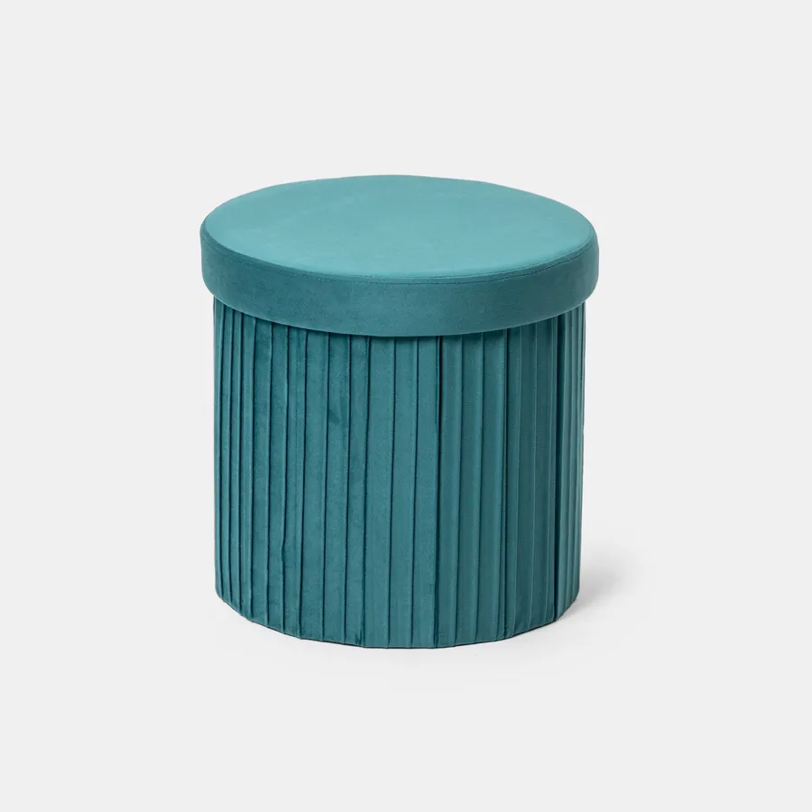 WOLTU Sedia a Cubo Pieghevole Pouf Cassapanca Poggiapiedi Panche Contenitore con Coperchio Rimovibile MDF Oxford Lino Grigio Chiaro