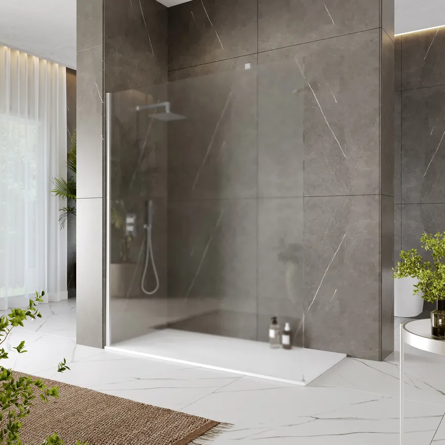 Parete Doccia Walk In OCEAN ITALY 125x200cm - Vetro Temperato 8mm Anticalcare, Con Paretina Mobile 40cm