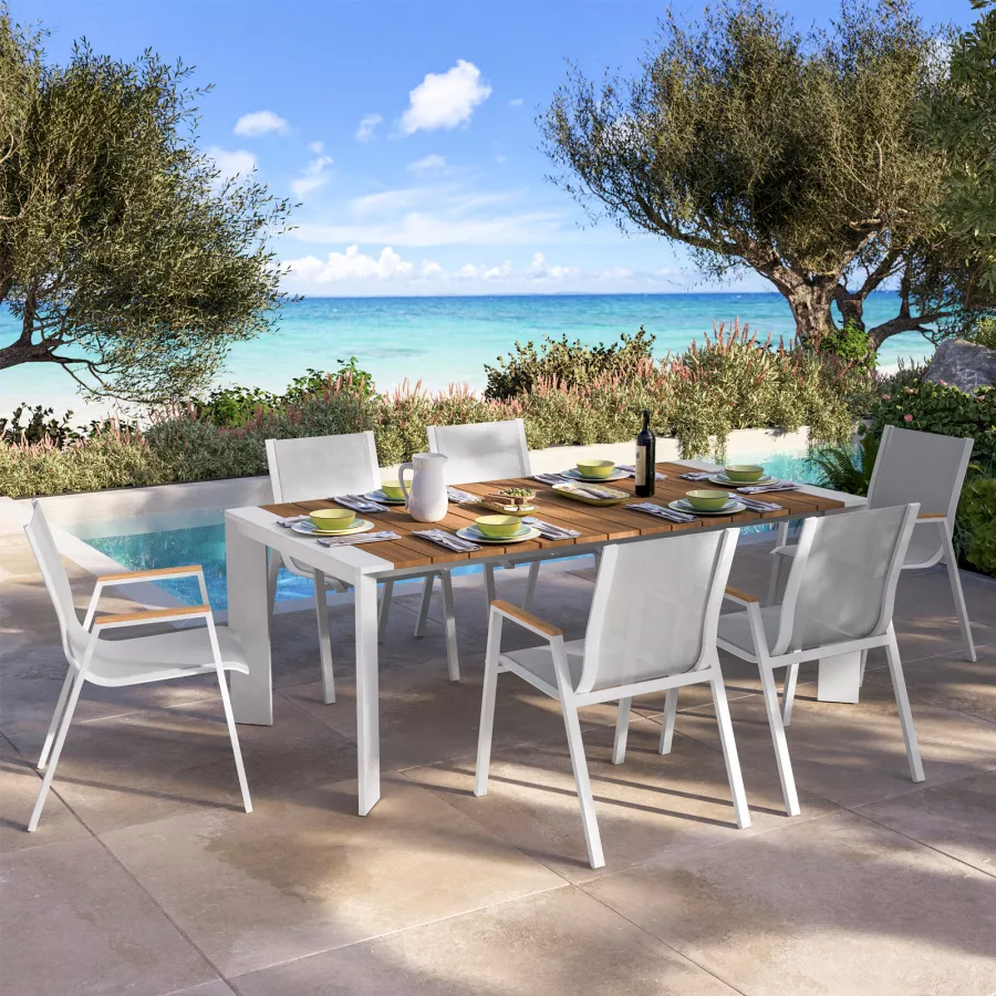 Set pranzo tavolo con top rovere legacy 200/250x100 cm e 6 sedie con ...