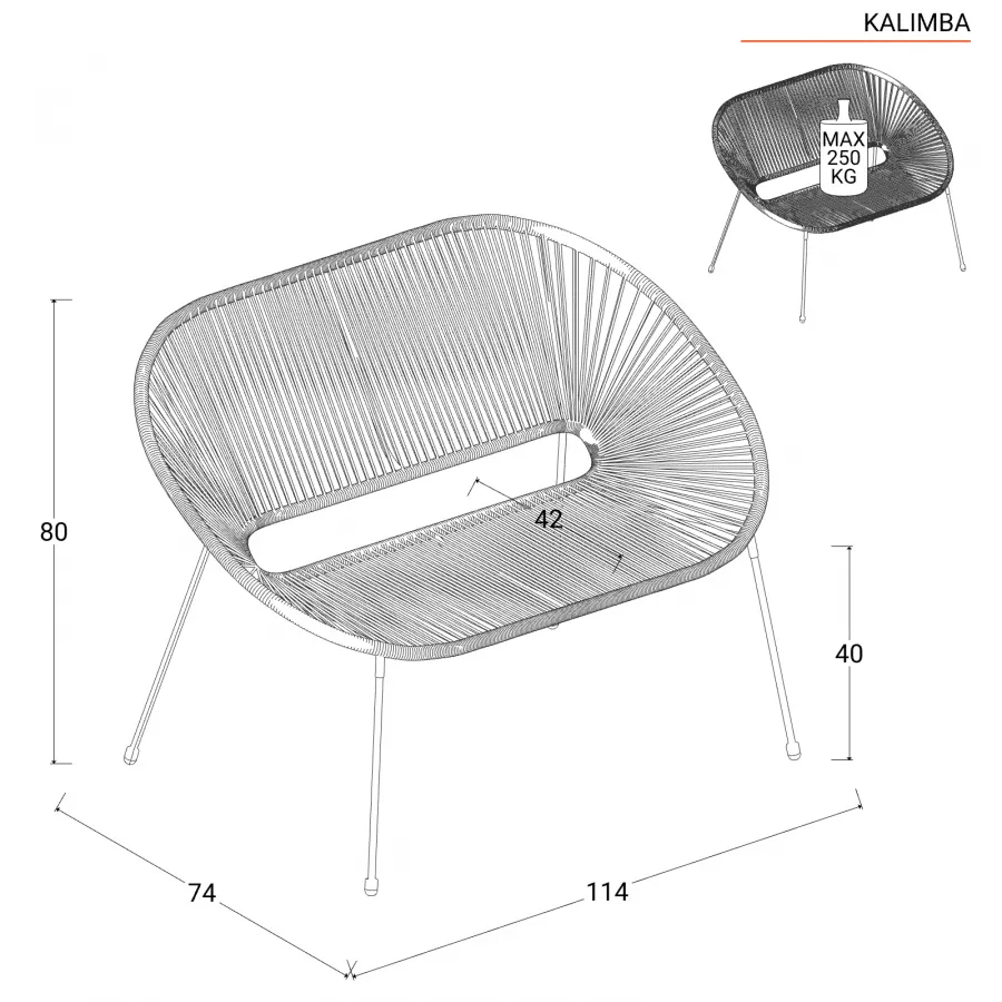 Divano da interno in corda gialla - Kalimba