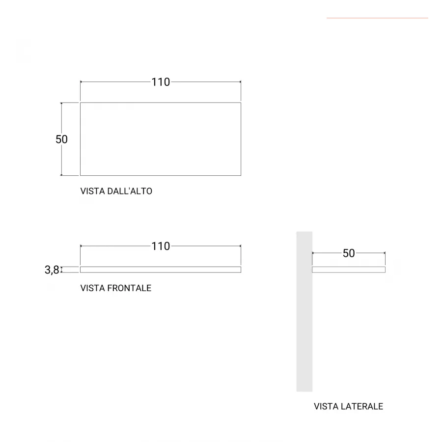 Mensolone bagno 110 cm con cassetto sospeso 50 cm in legno grigio