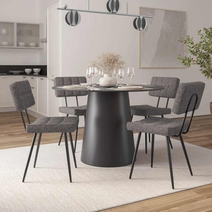 Homy Casa Set Di 4 Sedie Da Pranzo In Morbido Tessuto Fiammato Stile Scandinavo Con Gambe In Metallo Nero Per Cucina Sala Da Pranzo Soggiorno Camera Da Letto Beige Scuro