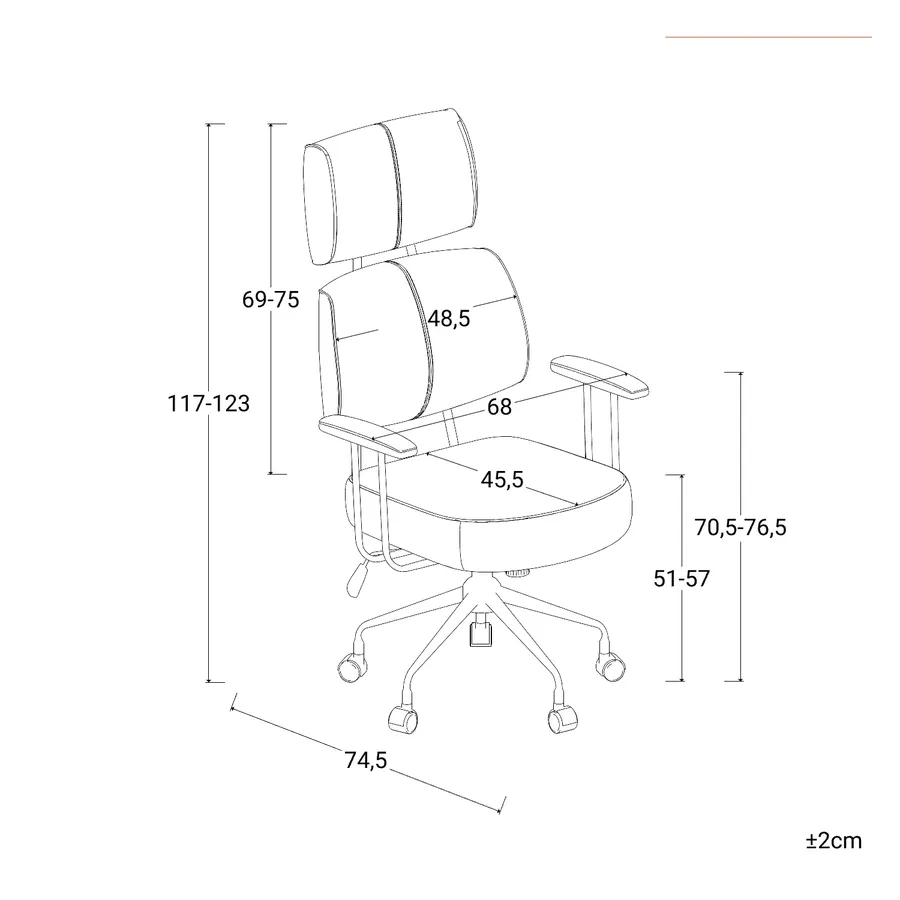 CLP Sedia Da Ufficio Natrona I Sedia Da Scrivania Ergonomica Regolabile In Altezza I Girevole Di 360 Gradi Con Funzione Basculante Imbottita, Colore: cognac