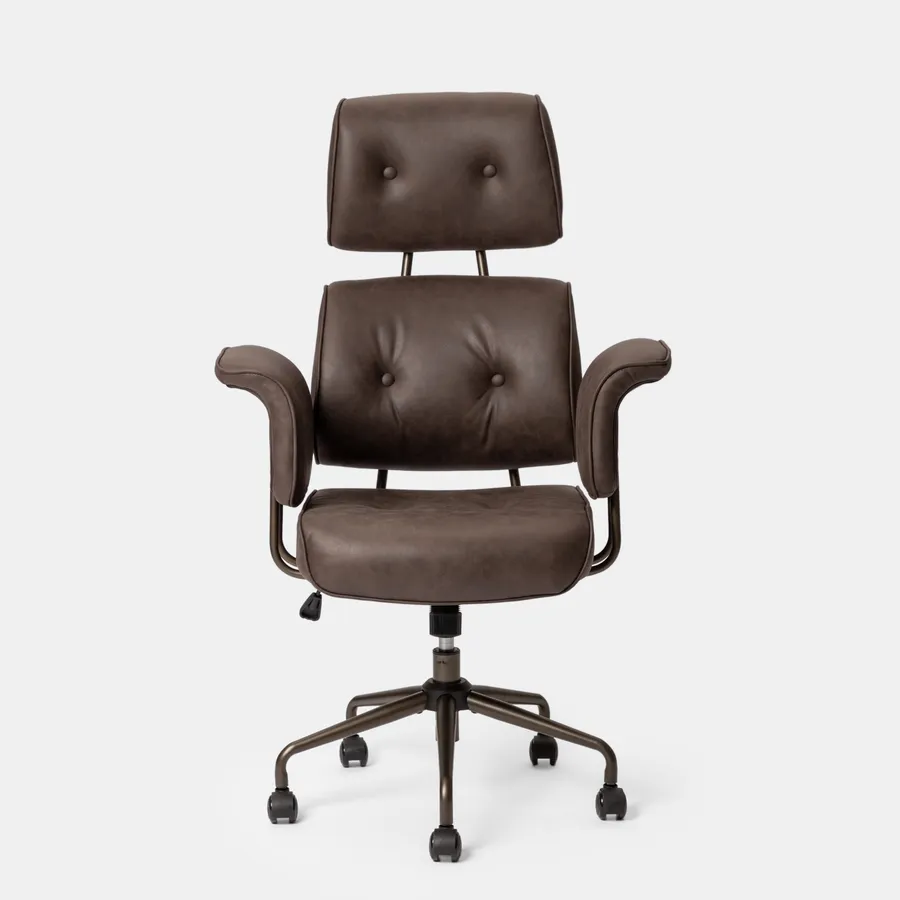 Sedia Girevole Da Ufficio Homgoday In Velluto Marrone - Poltrona Comfort Con Altezza Regolabile E Rotelle 360°
