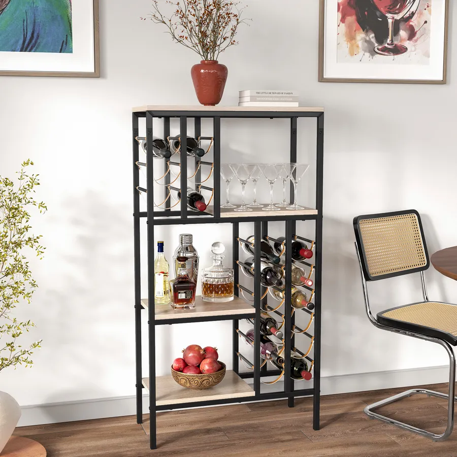 Portabottiglie, Cantinetta in Ferro Battuto Massiccio Per 12 bottiglie Dimensioni 32x32x h 164 cm Portabottiglie dallo stile classico colore nero pastello | Ceart | : cantinette vino