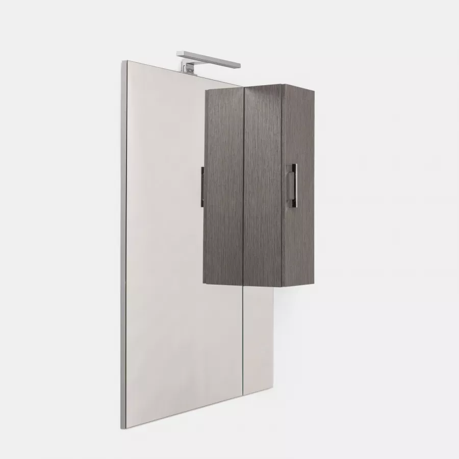 Specchio da bagno 80 x 80 cm con pensile matrix grigio e lampada - Aspen