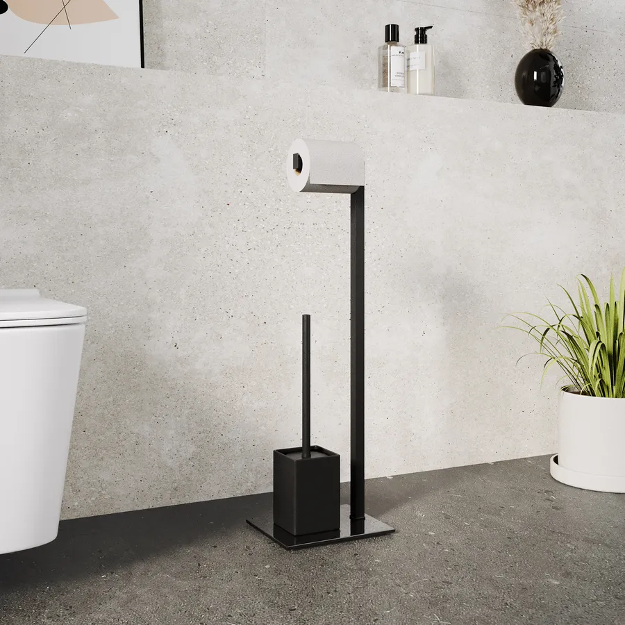 WELLHOME Porta carta igienica NATUREO con porta scopino in bianco 20x60cm | Leroy Merlin