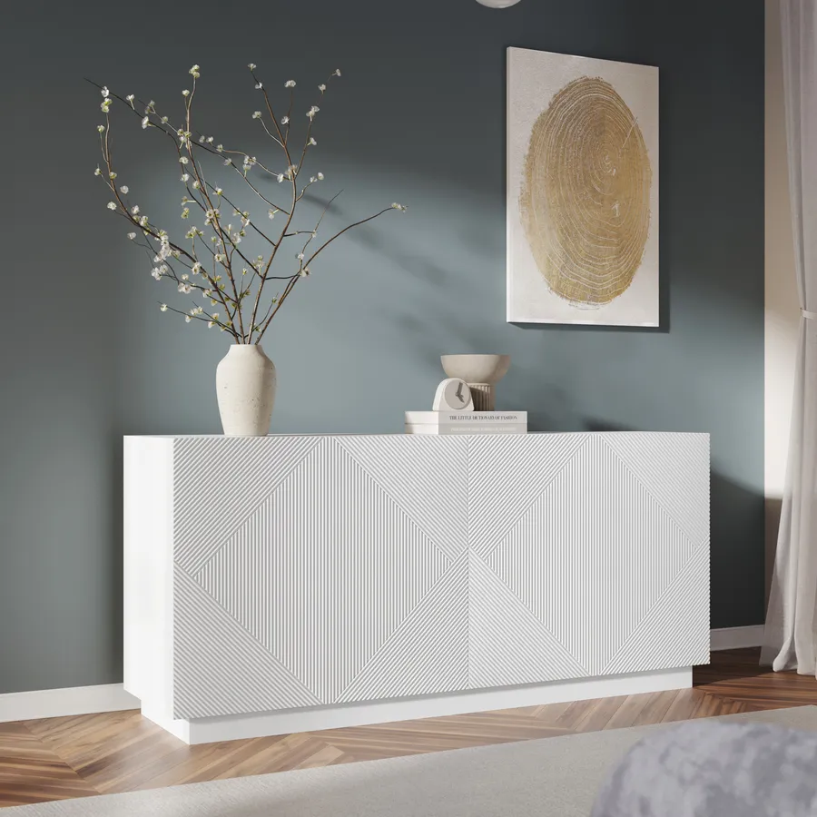 Madia 2 ante in legno laminato con piedi in metallo Evoke 104x77 cm