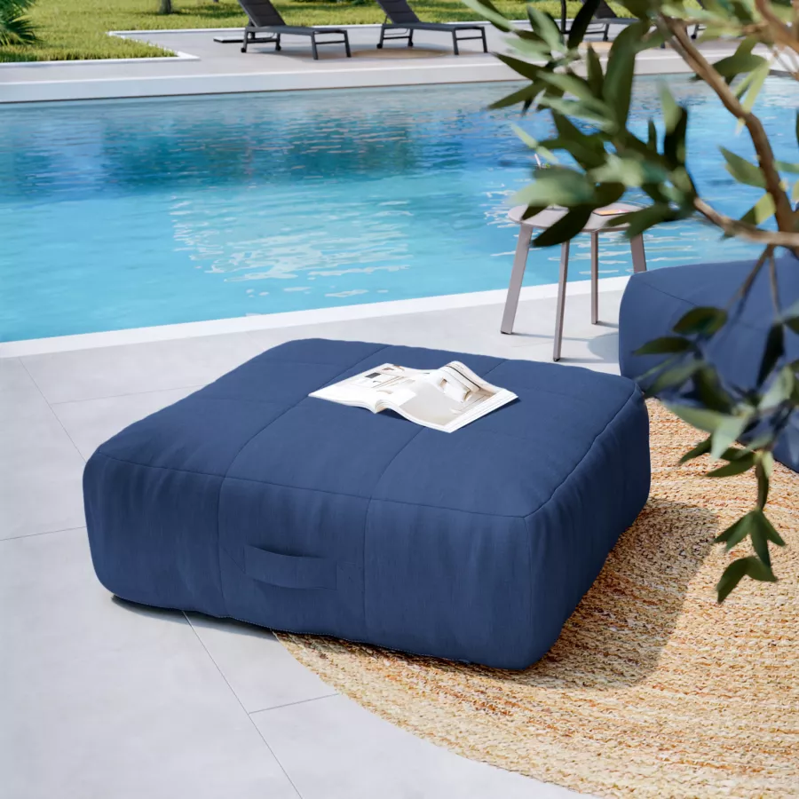 Maxi pouf da giardino in tessuto olefin blu - Baku