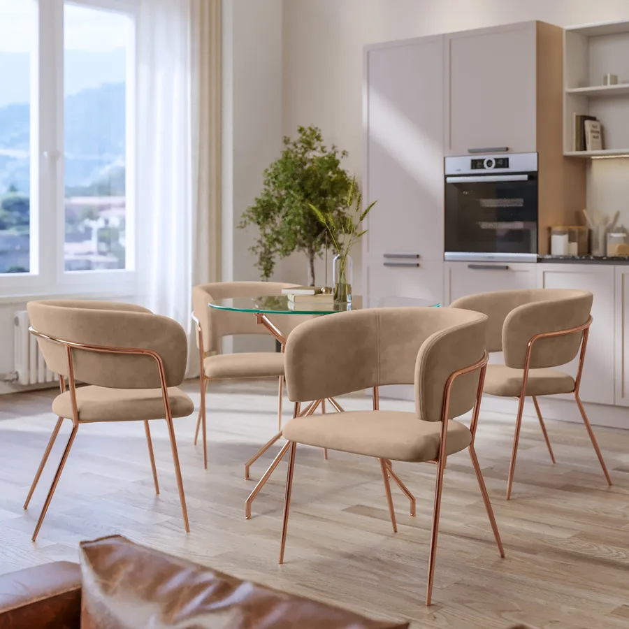SAFAVIEH Home Collection Areli Sedia Accent In Velluto Rosa Chiaro Con Gambe Oro - Eleganza Art Deco Per Soggiorno - 3