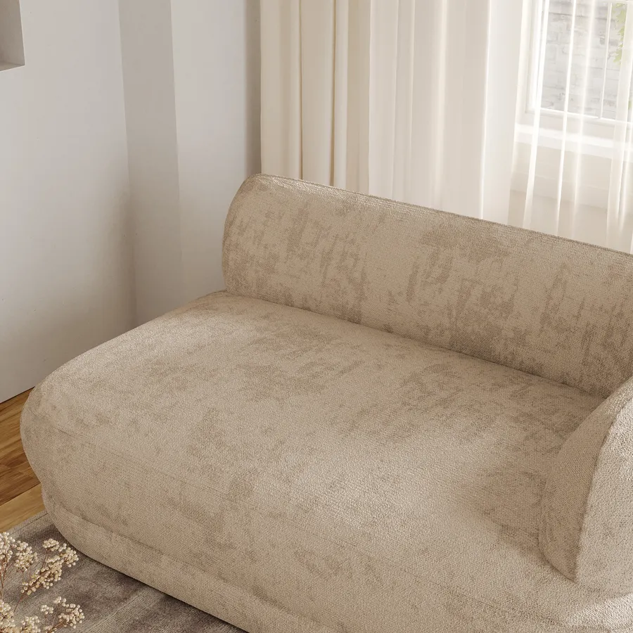 Divano Letto Componibile A L Con Penisola - Tessuto Ciniglia, Contenitore E Letto Estraibile, Beige