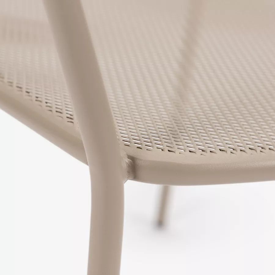 Set bistrot tavolo 60x60 e 2 sedie con braccioli in acciaio tortora - Faber