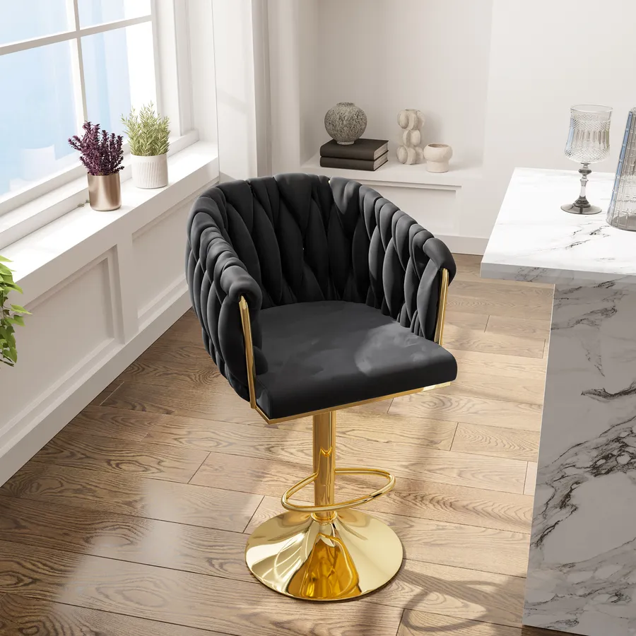 Sgabello Cucina Sgabello Da Estetista Con Rotelle Nero E Oro AM