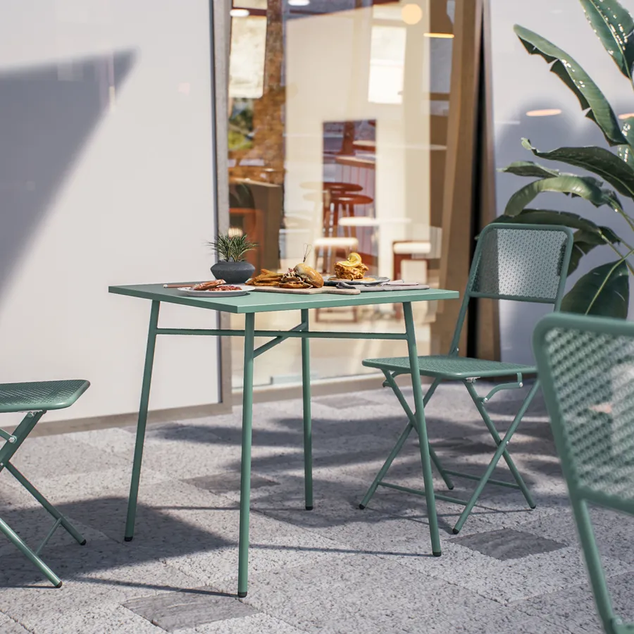 Set Bistrot 3 Pezzi Albatros - Tavolo E 2 Sedie Pieghevoli Nero - Per Balcone E Giardino - Foto 8