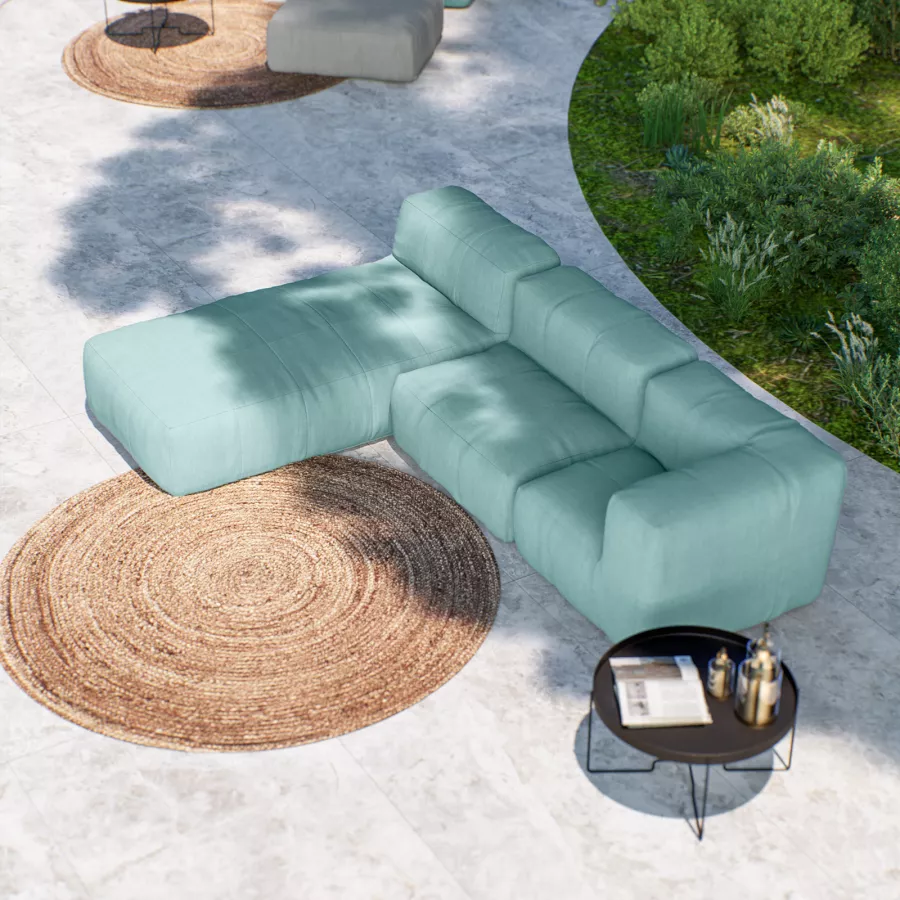 Maxi pouf da giardino in tessuto olefin verde - Baku