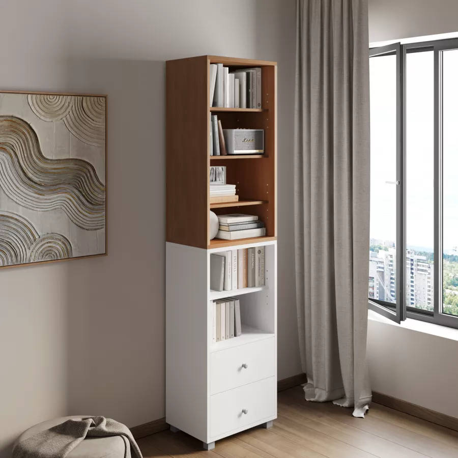 Scrivania con libreria integrata 100x65 cm in legno bianco - Garfield