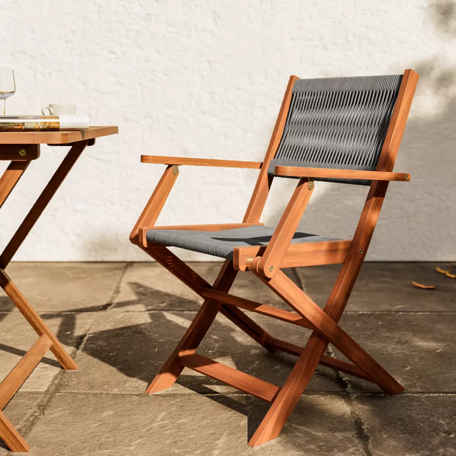 Set bistrot tavolo pieghevole 60x60 cm e 2 sedie pieghevoli con