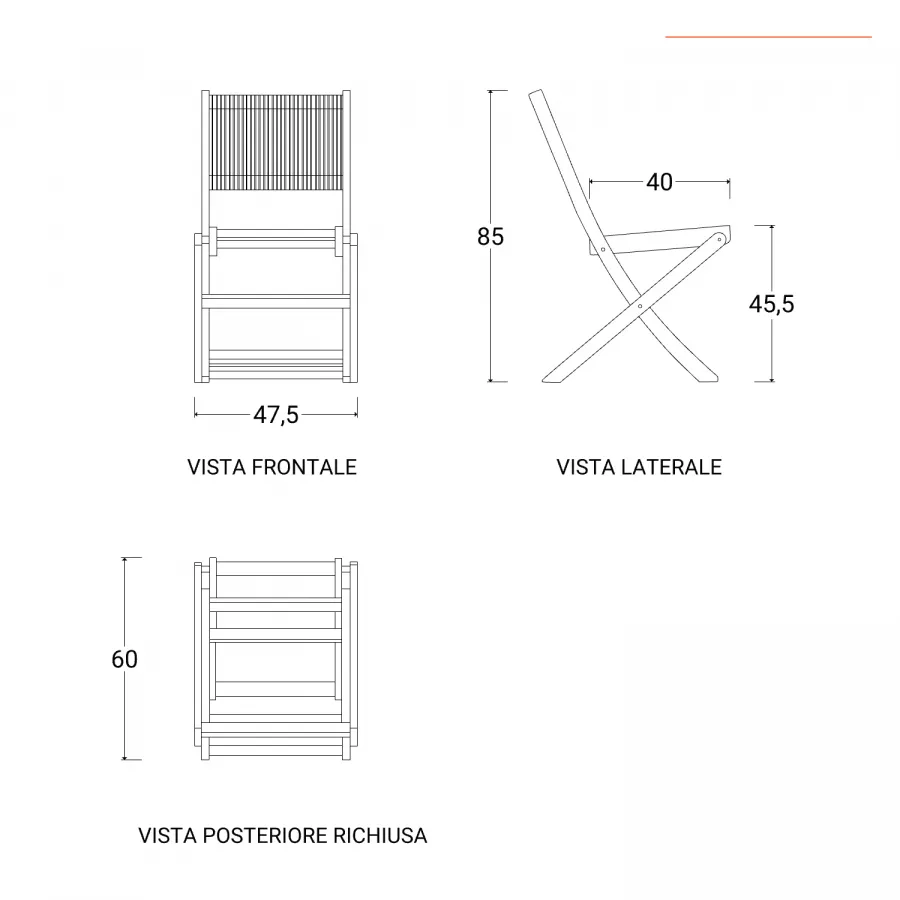 Set bistrot tavolo pieghevole 70x70 cm e 2 sedie pieghevoli in