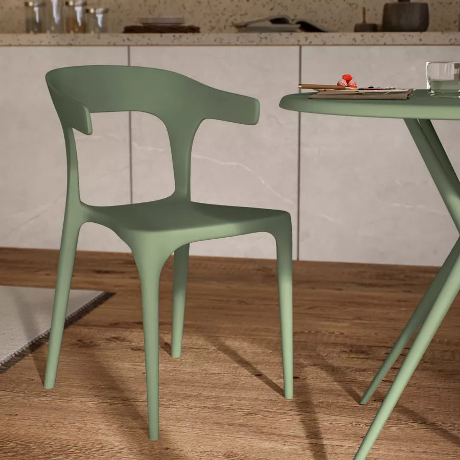 Sedia INFINITY EYE Totò Piccinni - Design Moderno Impilabile In Polipropilene, Verde Salvia, Confezione Da 2 - Foto 9