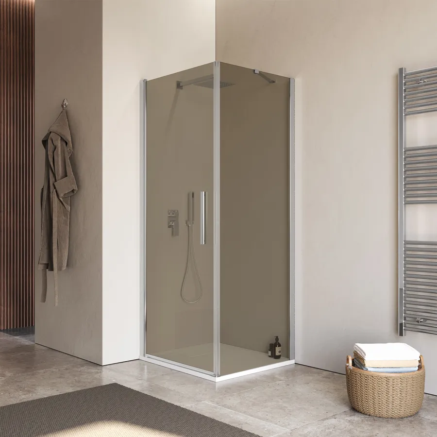 Cabina Doccia Minimalista In Vetro Temperato Argento - Design Moderno Per Bagno - Foto 9