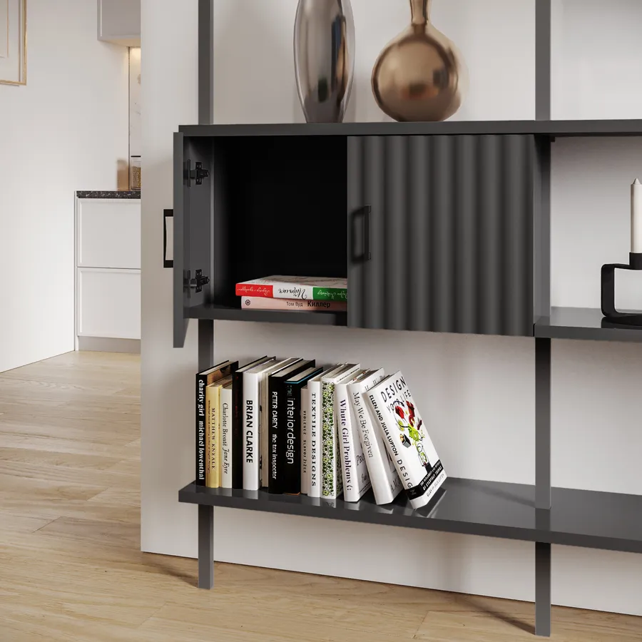 Libreria a Schienale Scaffale da Terra con 10 Ripiani Mobile Espositore in Acciaio per Libri CD DVD 150 x 39 x 39 cm - Nero [en.casa] | Leroy Merlin