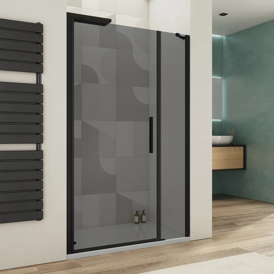 Porta Doccia City - Nero Opaco, 120 Cm, Anta Scorrevole, Reversibile - Foto 9