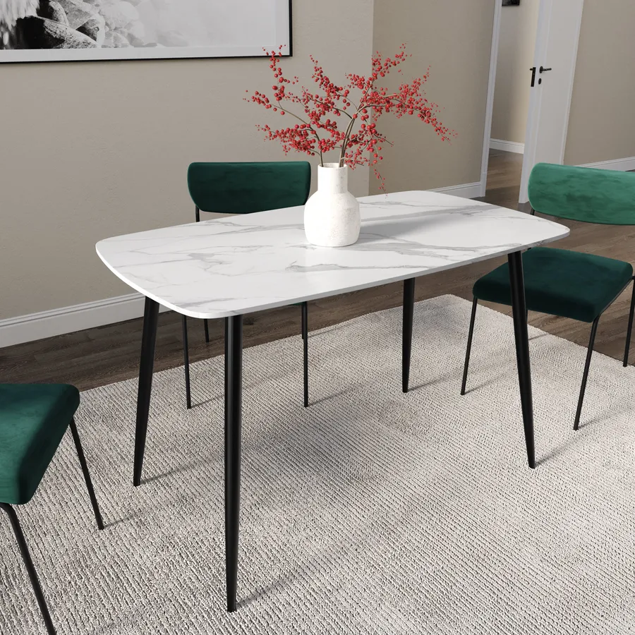Tavolino 2 In 1 Rotondo 70x70x46 + 50x50x40 Cm - MDF Lucido E Marmo Bianco Con Cassetti E Gambe Dorate